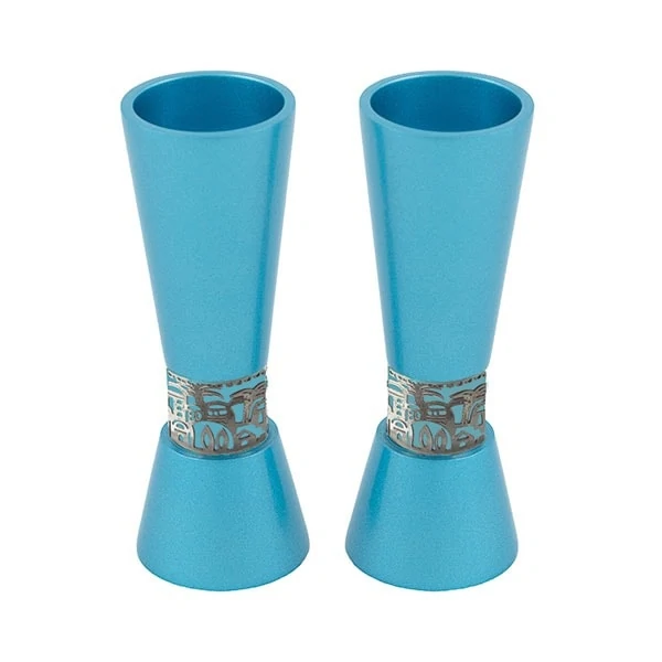 Shabbat candles "Torch" - Jerusalem and turquoise 1