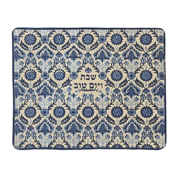 Challah Cover - Full Carpet Painting - Blue on Linen 1
