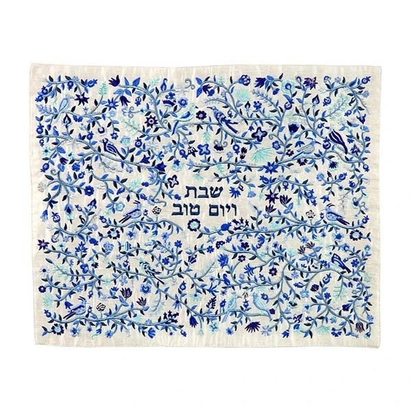 Challah Cover - Full Bird Painting - Blue 1