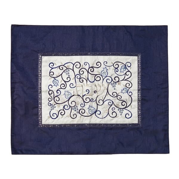 Challah Cover "Shabbat in the center" - blue and white 1