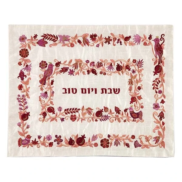 Challah Cover "squared frame" - red on bright 1