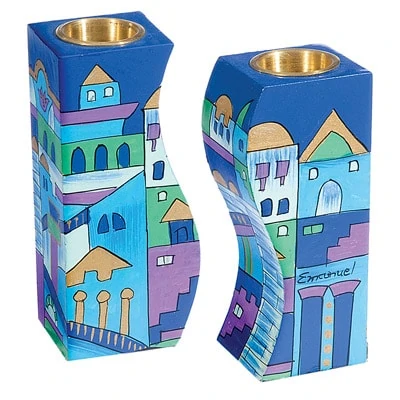 Shabbat Candlesticks "Unity" - Jerusalem Blue 1