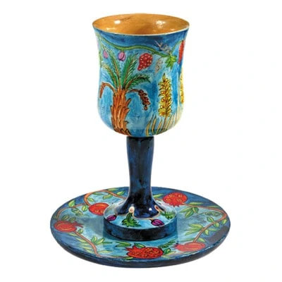 Kiddush Cup "wood Painting" - The Seven Species 1