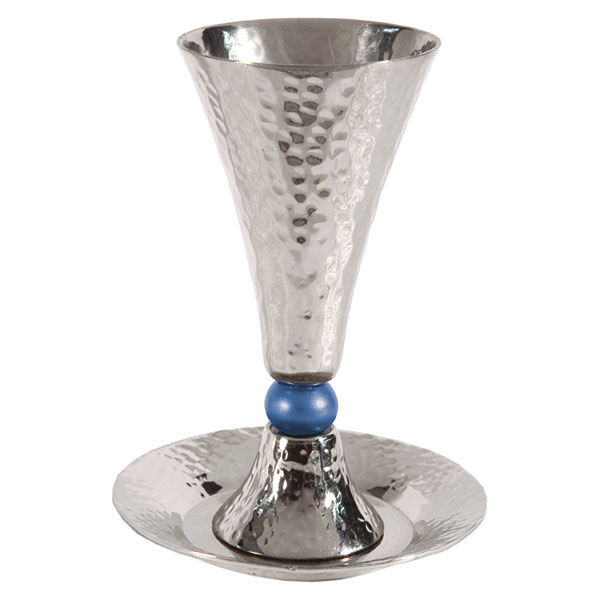 Kiddush Cup "cone" - silver blue 1