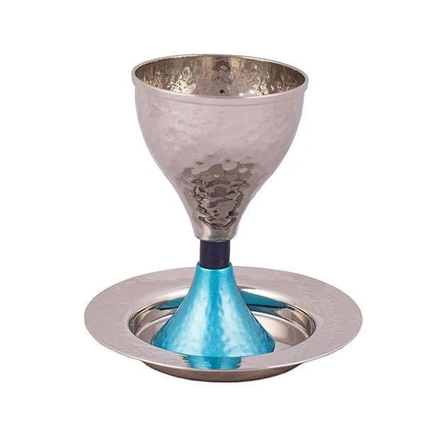 Kiddush Cup "hourglass" - blue turquoise 1