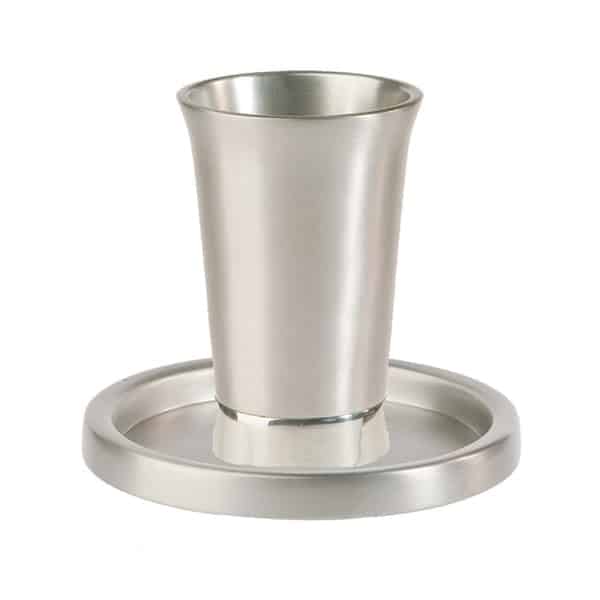 Kiddush Cup "Simple High" with matching plate - aluminum 1