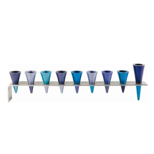 Chanukah menorah - cones - blue 1