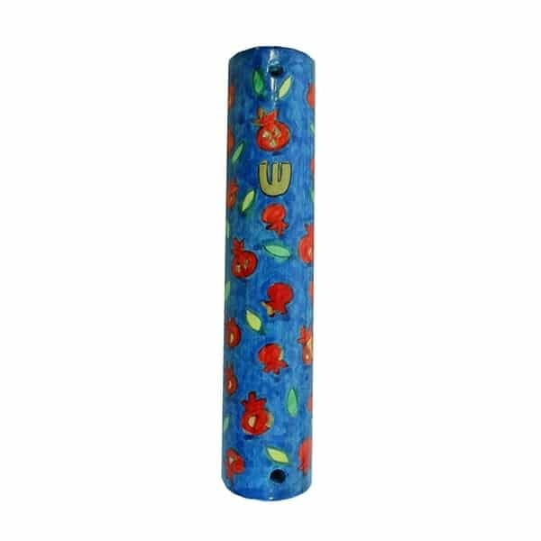 Large wooden Mezuzah Case - Pomegranate s in a circle 1