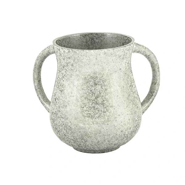 Small Netilat Yadayim Cup - antique marble - Silver-colored 1