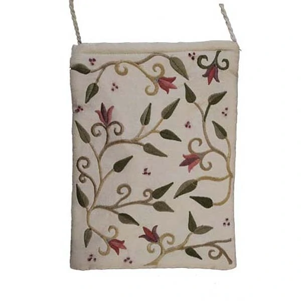 Embroidered side bag - flowers - white 1