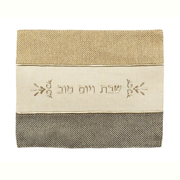 Thick Challah Cover - Linen - brown and black 1
