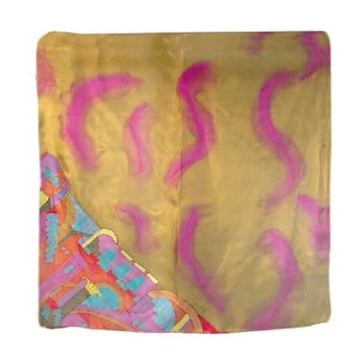 A square silk scarf - Jerusalem in Light Brown 1