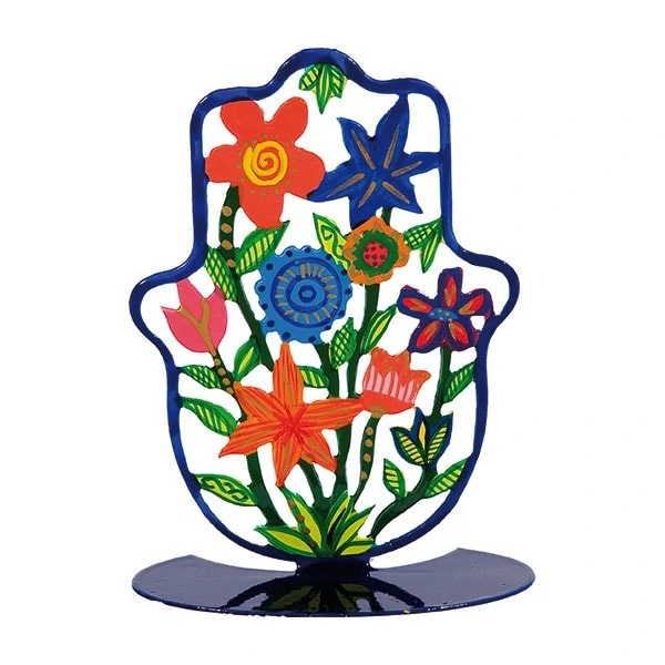 Small colorful stand in the shape of 'Hamsa' - flowers 1
