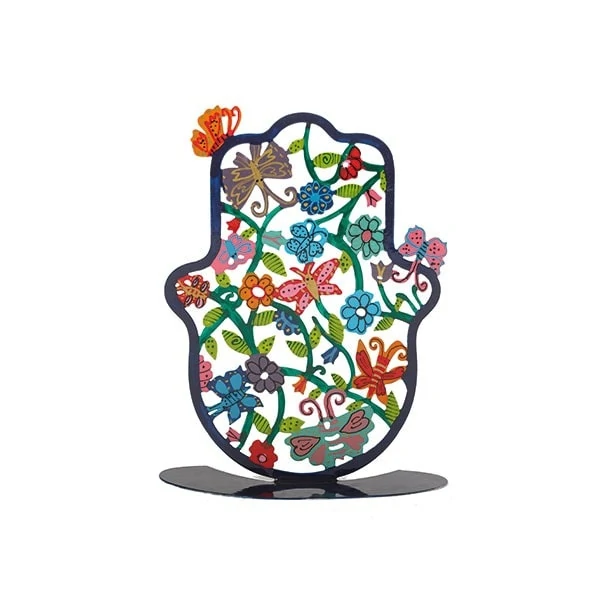 Small colorful stand in the shape of 'Hamsa' - Butterflies 1