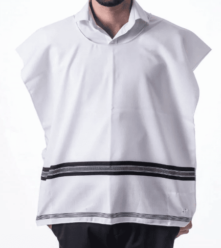 Chabad Tzitzit - wool & Silk garment corners, round collar 1